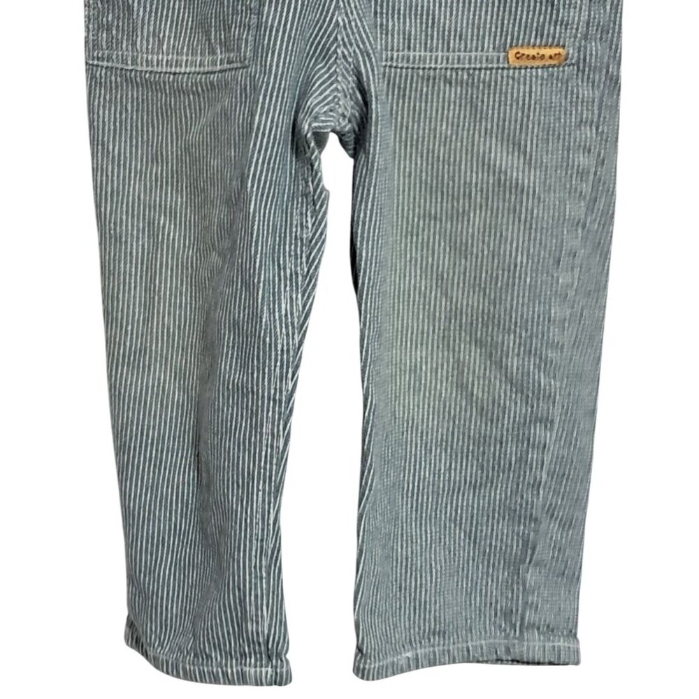 Zara Overalls Green Striped Denim With Front Pockets Adjustable Straps Size 3-4 - Picture 5 of 11